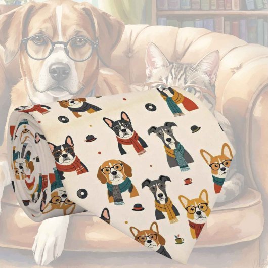 Hipster Faux Seide | Stylischer Hund Gentleman's Krawatte