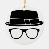 Hipster Fedora Keramik Ornament (Vorne)