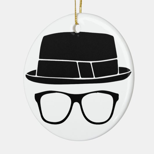 Hipster Fedora Keramik Ornament (Links)