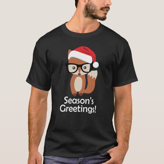 Hipster-Feiertagfox-Glas-Tier-Weihnachten T-Shirt (Vorderseite)