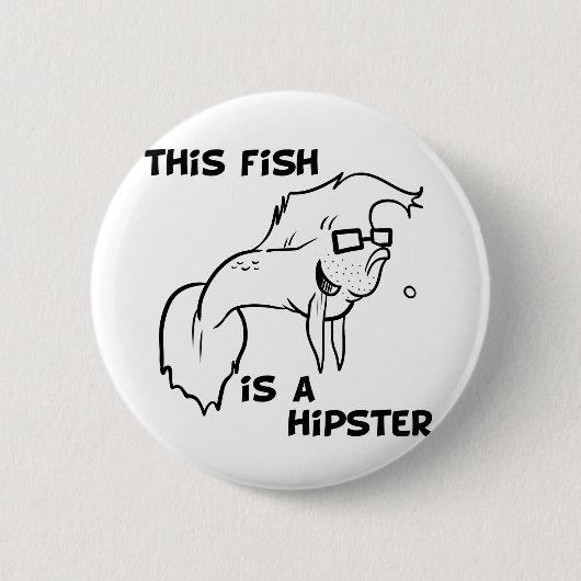 Hipster-Fische Button (Vorderseite)