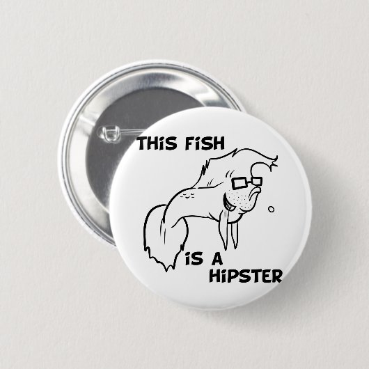 Hipster-Fische Button (Vorne & Hinten)