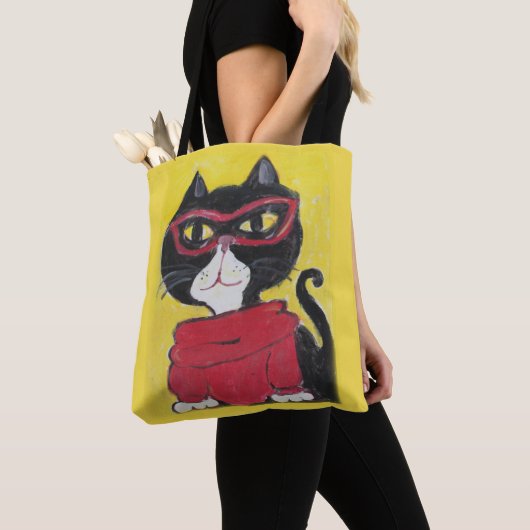 Hipster Folk Art Turtleneck Cat Tasche (Von Nahem)
