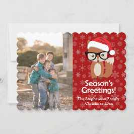 Hipster Fox Glasses Süße Tier Weihnachts-Foto Feiertagskarte