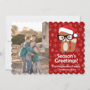 Hipster Fox Glasses Süße Tier Weihnachts-Foto Feiertagskarte