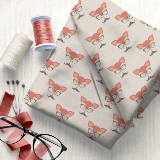 Hipster Fox, Glasses und Mustache ID1073 Stoff