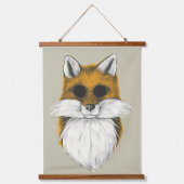 Hipster Fox in Sonnenbrille Illustration Wandteppich Mit Holzrahmen (Vorderseite)