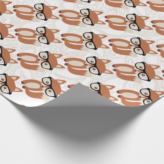 Hipster Fox-Papier Geschenkpapier (Ecke)