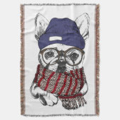 Hipster-Franzose-Stier-Hund Decke (Vorderseite Vertikal)