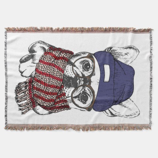 Hipster-Franzose-Stier-Hund Decke (Vorderseite)