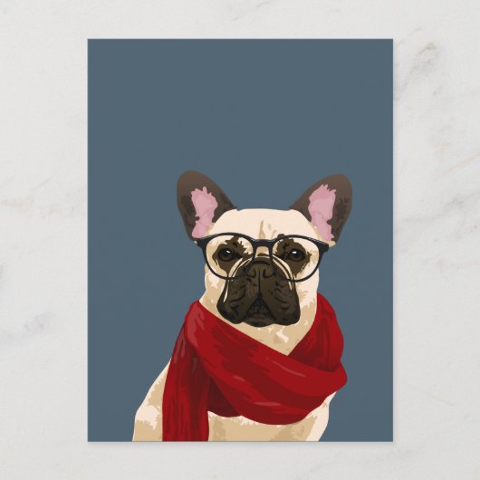 Hipster Französische Bulldog Postkarten für Hunde  (Vorderseite)