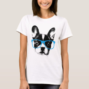 Hipster-französische Bulldoggen-Nerdy Hund T-Shirt
