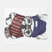 Hipster Französischer Bull-Hund Fleecedecke (Vorderseite (Horizontal))