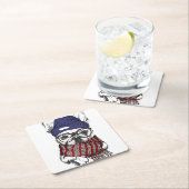 Hipster Französischer Bull-Hund Rechteckiger Pappuntersetzer (Vor Ort)