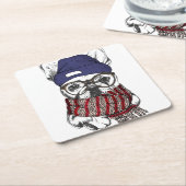 Hipster Französischer Bull-Hund Rechteckiger Pappuntersetzer (angewinkelt)