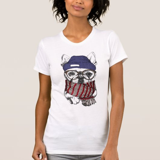 Hipster Französischer Bull-Hund T-Shirt (Vorderseite)