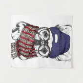 Hipster Französischer Bull-Hund Wandteppich (Vorderseite (Horizontal))