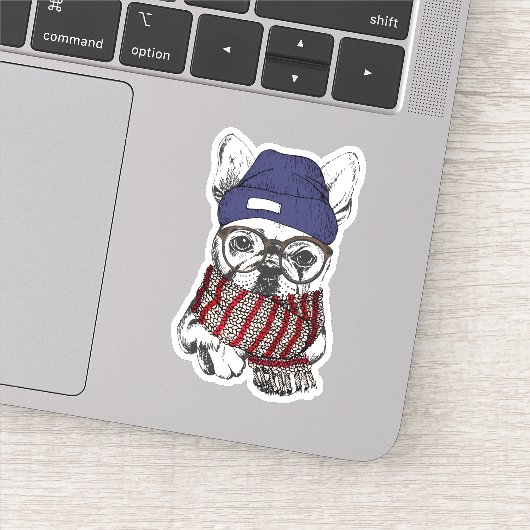 Hipster French Bull Dog Aufkleber (Detail)