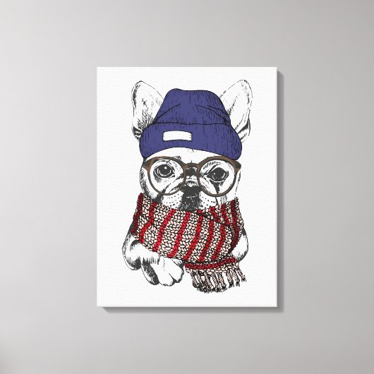 Hipster French Bull Dog Leinwanddruck (Vorderseite)