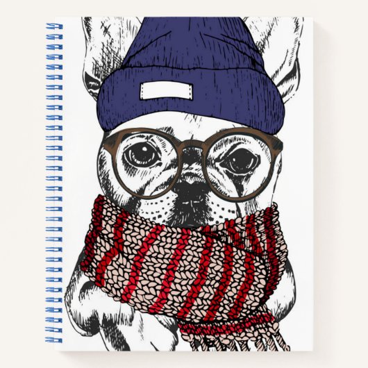 Hipster French Bull Dog Notizblock (Vorderseite)
