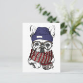 Hipster French Bull Dog Postkarte (Stehend Vorderseite)