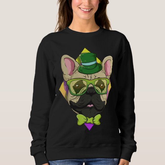 Hipster French Bulldog Niedlicher Bulldog-Lover Sweatshirt (Vorderseite)