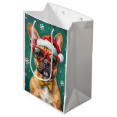 Hipster French Bulldog Santa Glasses Modern  Mittlere Geschenktüte (Vorderseite Schrägansicht)
