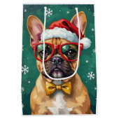Hipster French Bulldog Santa Glasses Modern  Mittlere Geschenktüte (Rückseite)