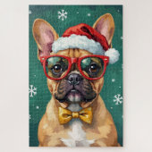 Hipster French Bulldog Santa Glasses Modern  Puzzle (Vertikal)