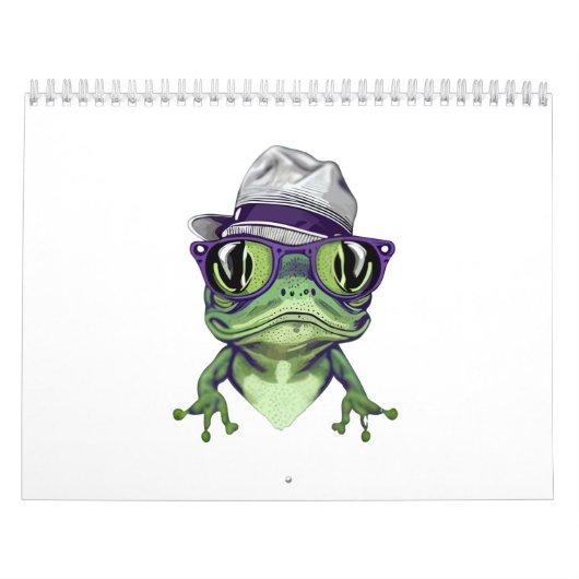 Hipster Froschtier mit Brille und Hutvektor Kalender (Titelbild)