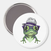 Hipster Froschtier mit Brille und Hutvektor Magnet (Vorderseite/Rückseite)