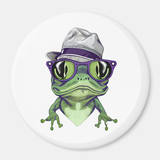 Hipster Froschtier mit Brille und Hutvektor Magnet (Vorne)