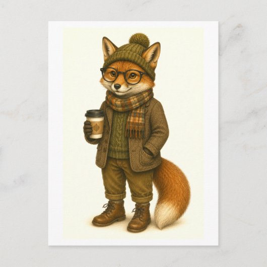 Hipster-Fuchs-Postkarte Postkarte (Vorderseite)