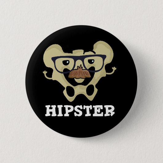 Hipster Funny Angesagt Bone Anatomie Pun Dark BG Button (Vorderseite)