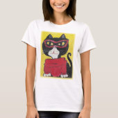 Hipster Gemalt Turtleneck Katze T-Shirt (Vorderseite)
