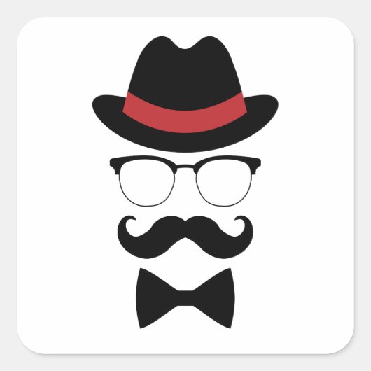 Hipster Gentleman Elements Quadratischer Aufkleber (Vorderseite)