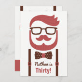 Hipster Gentleman Men Geburtstagsparty Einladungen (Vorne/Hinten)