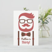 Hipster Gentleman Men Geburtstagsparty Einladungen (Stehend Vorderseite)