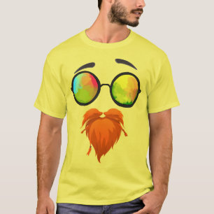Hipster-Gesicht mit Sonnenbrille und Bart-T - Shir T-Shirt