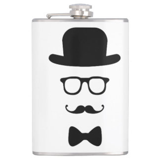 Hipster-Gesichts-Vinyl eingewickelte Flasche Flachmann