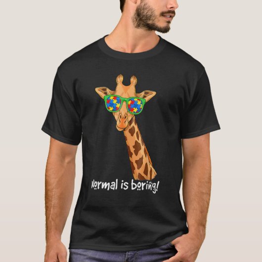 Hipster Giraffe Glasses Normal langweilig Autismus T-Shirt (Vorderseite)