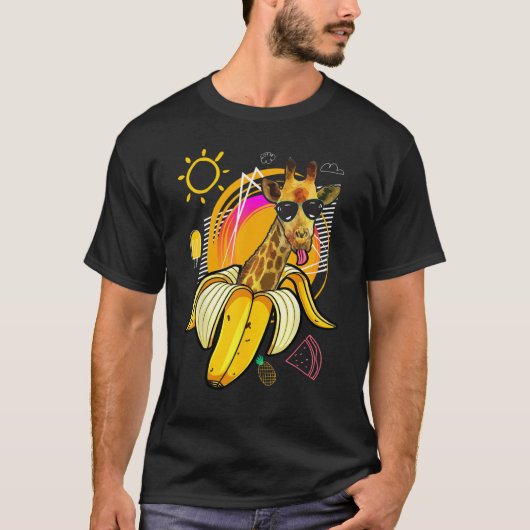 Hipster Giraffe with Banana and Sunglasses  summer T-Shirt (Vorderseite)