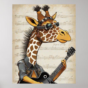 Hipster-Giraffen-Plakat - Rockstar-Tier-Wandkunst Poster