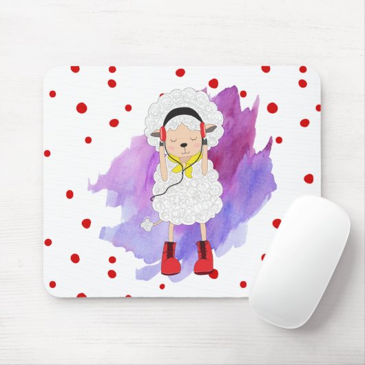Hipster Girl Lamb mit Red Boots Mousepad (Mit Mouse)