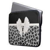 Hipster-Girly Schwarz-weißer Tierdruck und Bogen Laptopschutzhülle (Vorderseite Links)