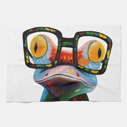 Hipster-Glas-Frosch Handtuch (Horizontal)