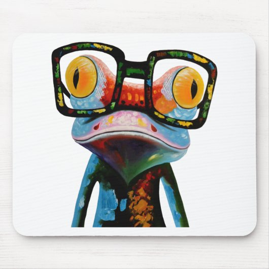 Hipster-Glas-Frosch Mousepad (Vorne)