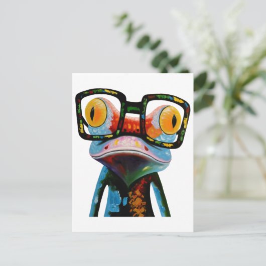 Hipster-Glas-Frosch Postkarte (Stehend Vorderseite)