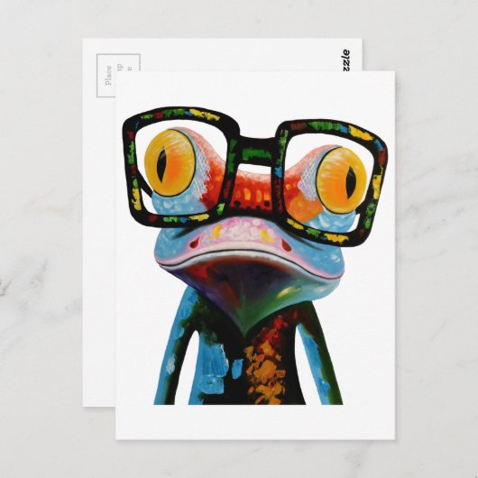 Hipster-Glas-Frosch Postkarte (Vorne/Hinten)