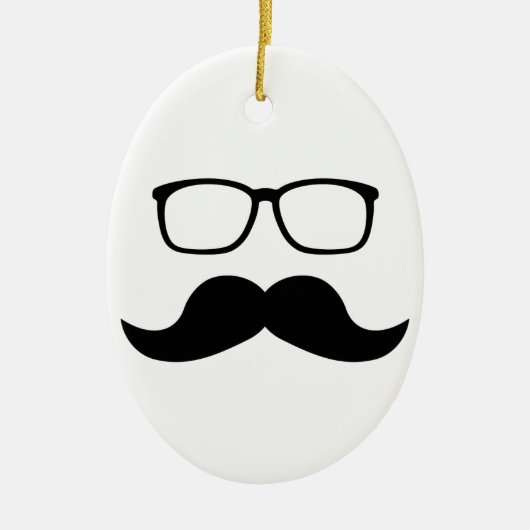 Hipster-Glas-Schnurrbart Keramikornament (Vorne)